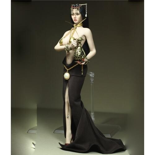 1/6 Scale Female Soldier Clothing Set Golden Corset with Brown Split Skirt for 12in Action Figure Doll Toy