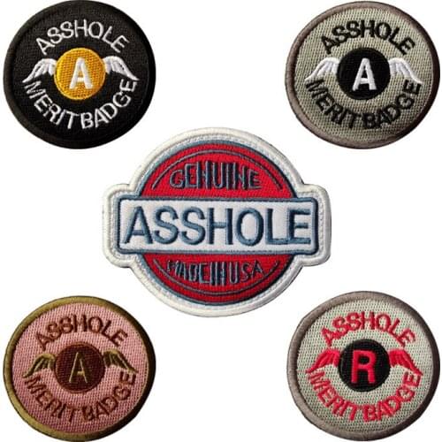 10pcs/lot Embroidery Patch Letter Asshole Medal Honor Clothing Decoration Sewing Accessory Hook Loop Gift Diy Applique