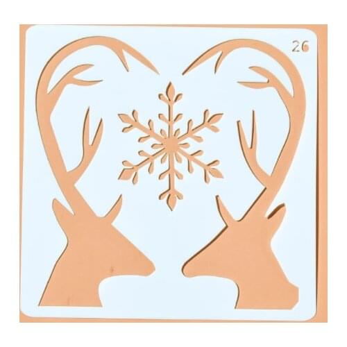 13*13 Deer Layering Stencils for Diy scrapbook/photo album Decorative Embossing coloring,painting stencil,home decor