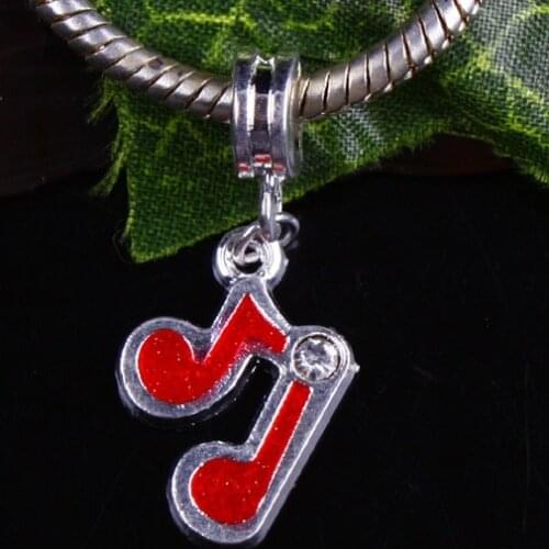 20pcs Enamel Musical Note Spacer Loose Beads Rhinestone Pendant Charms For Jewelry Making DIY Necklace Bracelet Accessories