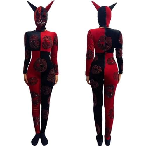 2020 Diamond Jumpsuit Halloween Festival Outfits Party Cosplay Male/ Female Dj Dsgogo Headgear One-Piece Stage Costume DN6674