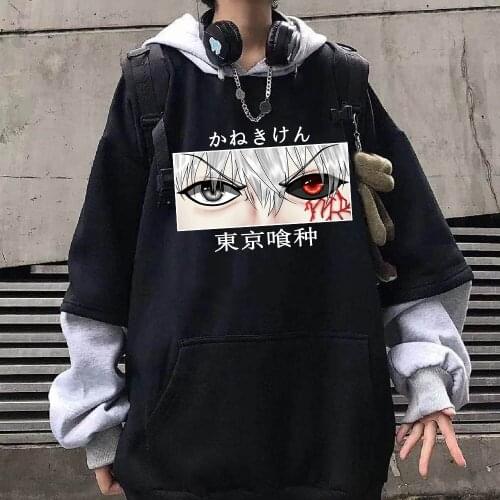2021 Tokyo Ghoul Eyes Hoodie Hip Hop Anime Pullovers Tops Loose Long Sleeves Autumn Man Cloth