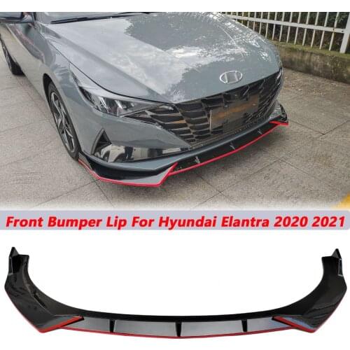 Black Carbon Fiber Look Front Lip Lower Bumper Spoiler Side Splitter Body Kit For Hyundai Elantra 2020 2021 2022 Car Styling
