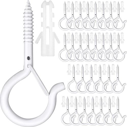 30 Pack Christmas Lights Hanger Hooks Eye Hooks Screw Christmas Rope Light Clips For Outdoor Light String Party Lights-ABUX