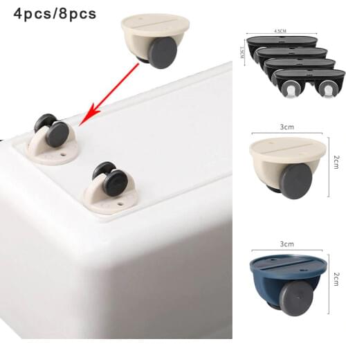 4pcs/8pcs Adhesive Pulley Storage Box Casters Self-Adhesive Bottom Shelf Trash Can Bottom Pulley Small Furniture Mini Caster