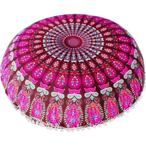 45*45cm Mandala Floor Pillows Case Bohemian Meditation Cushion Cover Round Flower Print Pouf Retro Boho Tapestry Cover Cases 1PC