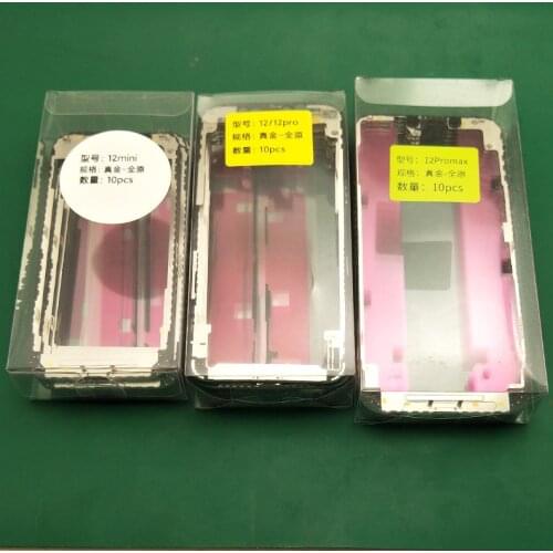 5Pcs Bezel Chassis Middle Frame For Apple iPhone 12mini 12 Pro Max Front Glass Touch Screen Outer Panel LCD Display