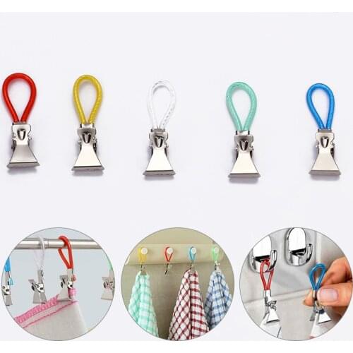 5Pcs Towel Hanging Clips Clip on Hooks Loops Hand Towel Hangers Hanging Clothes Pegs Household Kitchen Bathroom Organizer
