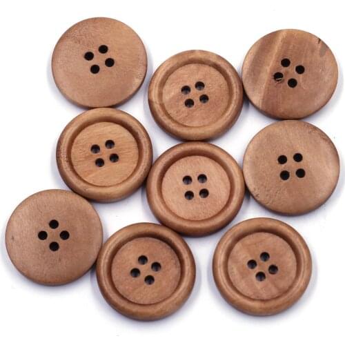 500PCS Classic 4 Holes Round Wood Buttons 25mm Eco-friendly Crafts Clothing Sewing Scrapbook Apparel Needlework Accessories