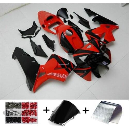 Artudatech Motorcycle Fairing Kit Bodywork ABS Black Red fit for Honda CBR600RR 2005 2006 Red