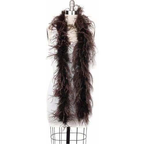 Free Shipping 2 meters Brown Ostrich Feather Boas Ostrich Feather Scarf Ostrich Feather Fringes for Party Decorations
