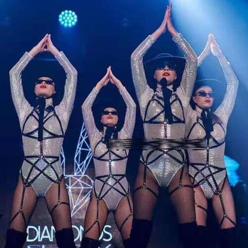 Sparkling Sequin Bodysuit Sexy Women Gogo Jazz Dance Performance Clothes Nightclub Dj Drag Queen Rave Outfit Stage Wear VDB3502