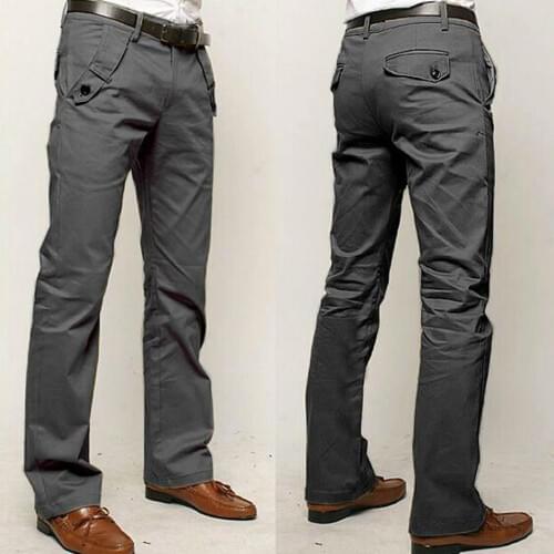 2019 New Design Casual Men Pants Cotton Slim Pant Straight Trousers Fashion Business Solid Khaki Black Pants Men Plus Size 36