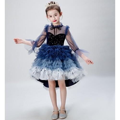 Flower Girl Graduate Dress Children Tutu Fluffy Star Dresses For Kids Evening Ball Gowns Girls Boutique Party Elegant Frocks