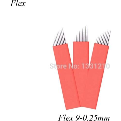 Red Flex 9 CF 0.25mm Flexible Microblading Needles Tattoo Permanent Makeup Manual Eyebrow Blade