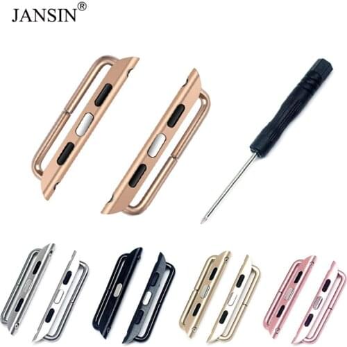 JANSIN Connector Adapter For Apple Watch band 44mm 42mm 40mm 38mm iwatch series 6 SE 5 4 3 Stainless Steel Buckle clasp adaptor