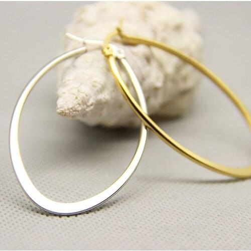 Creative Oval Shaped Large Hoop Earrings Rose Gold Stainless Steel Big Round Circle Hyperbole Earrings Jewelry JE18374