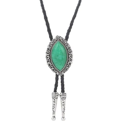 KDG point natural stone Bolo tie pendant necklace western cowboy leather tie men and women the same gift