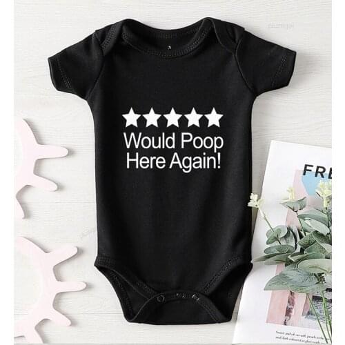 Baby Girl Romper New Born Baby Clothes Cotton Baby Boy Onesie Printing Would Poop Here Again Newborn Baby Clothes Bodysuies