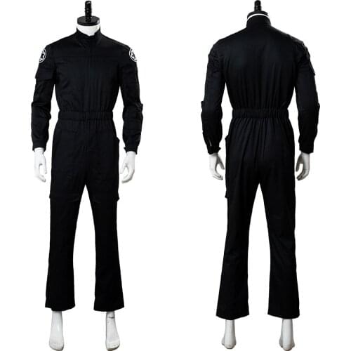 Star Cosplay Wars Imperial Tie Fighter Pilot Cosplay Costume Adult Black Flightsuit Uniform Jumpsuit Halloween Carnival Costume
