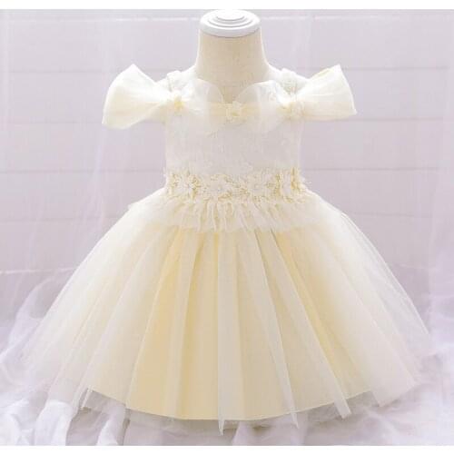 2021 Newborn Lace One Shoulder 1st Birthday Dress For Baby Girl Clothes Princess Flower Dress Party And Wedding Dresses Clothing