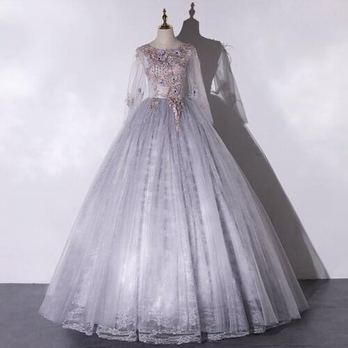 Lace Quinceanera Dresses 2021 New Tulle Vestidos Prom Gown Long Sleeve Party Dress Ball Gown Vintage Robe De Bal Plus Size