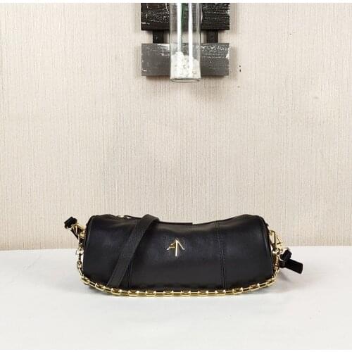 Fashion Turkish Arrow Bags Leather Small Womens Barrel Shoulder bag Black White Mini Chain Messenger Crossbody Bag