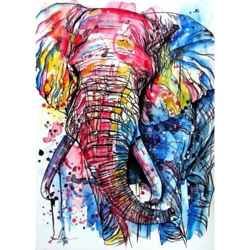 Animal mosaic embroidery colored elephants diamond painting kit beads picture wall paper decor stones drawing christmas gift new
