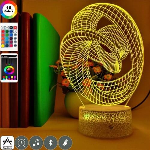 App Control Night Light LED USB 3D Desk Lamp Abstract Geometric Model Nightlight for Kids Room Party Hotel Atmosphere Decoration
