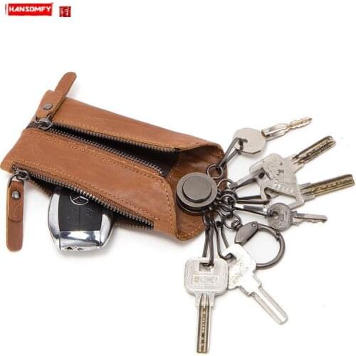 New Leather Car Key Case Fashion Leisure Small Key Case Cowhide Keychain