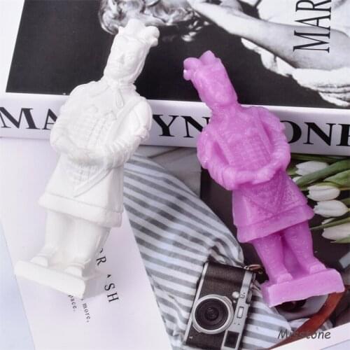 Qin Terracotta Warriors Art Home Deco Silicone Candle Mold Terra Cotta Warrior Soap Die Gypsum Handicraft Work Handmade Soap