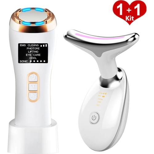 Radiofrecuencia Facial EMS Mesotherapy RF Radio Frequency Skin Tightening Rejuvenation Face Massager Neck Lifting Beauty Kit