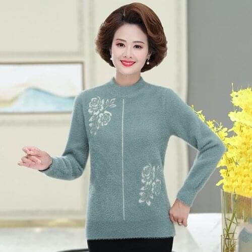 Imitation Mink Turtleneck Women Warm Soft Sweater Flower Fashion Casual Basic Shirt 2021 Female Long Sleeve Thick Pullovers
