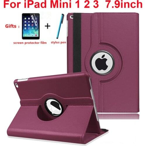 360 Rotating Stand Case For iPad Mini 1 2 3 7.9'' Case PU Leather Smart Flip Cover For Funda iPad Mini Case Cover Sleep/Wake UP