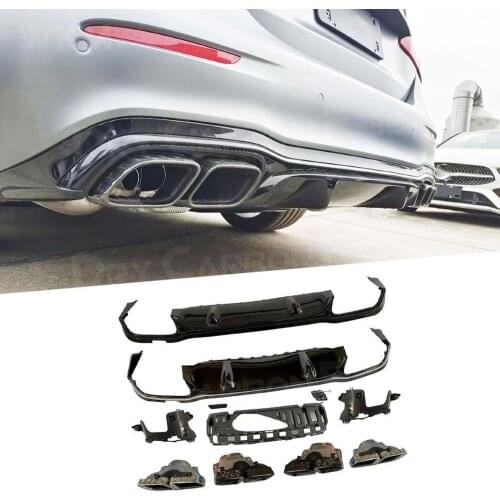 Rear Diffuser with Exhaust Tips for Benz E Class w213 E63 AMG Sport 2016-2021 not For standard Gloss Black Diffuser Lip Spoiler