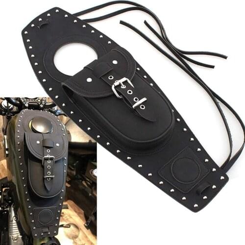 1pc Black Leather Motorcycle Fuel Tank Bag Gas Tank Pad Cover Fits For Davidson Sportster 883 1200