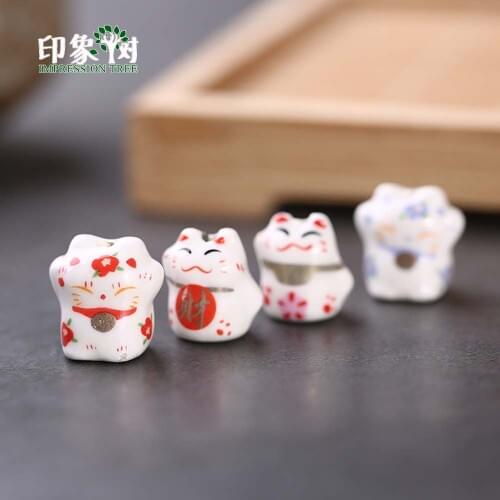 10Pcs 12-14mm Lucky Cat Ceramic Beads Maneki Neko Cats Ceramic Spacers Cute Kawaii Loose Beads DIY Jewelry Components Makings 1
