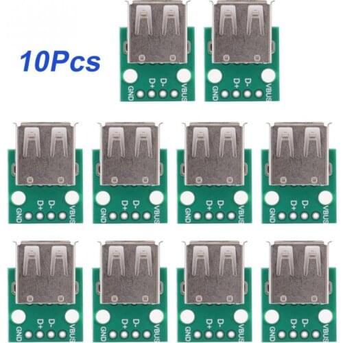 10Pcs USB Type A Female Socket Board 2.54mm Pitch Adapter Connector DIP Tool