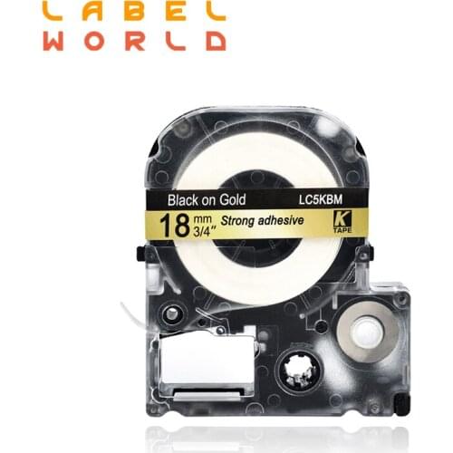 18mm EPSON label tape black on gold typewriter label tapes compatible for kingjim label maker LW-300 lw400 epson label printer