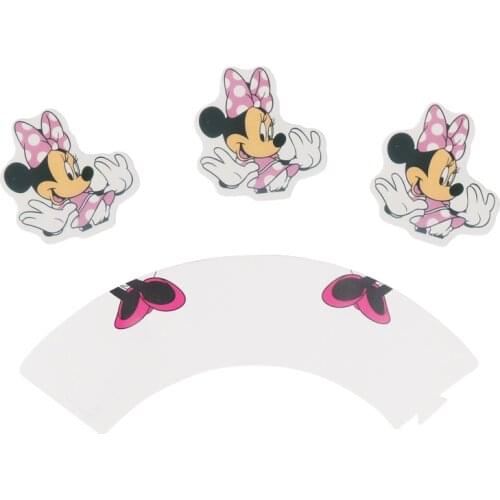 24pcs Disney Cartoon Character Theme Cake Toppers Birthday Party Cake Decorations Mickey Minnie Cake Party Decoration