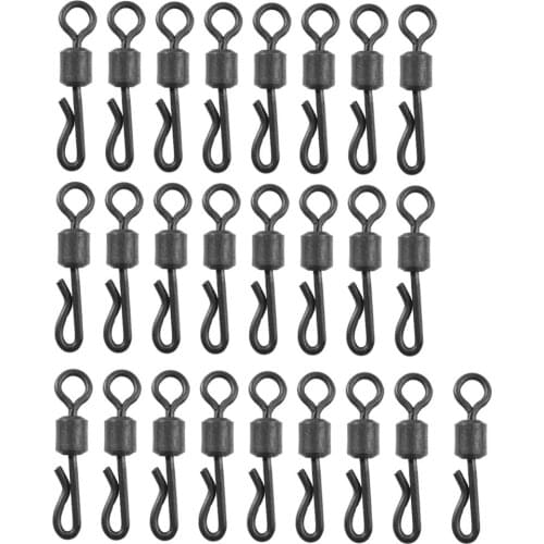 25/50/100pcs Fishing Terminal Tackle Large Long Body Q-Shaped Black Quick Change Swivels for Carp Fishing Accessories