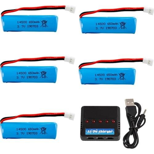 3.7V 650mah 14500 Lipo Battery with charger for TKKJ H116 2.4GHz 4 Channel Mini R/C boat 3.7V 1S Li-ion battery for rc toy parts