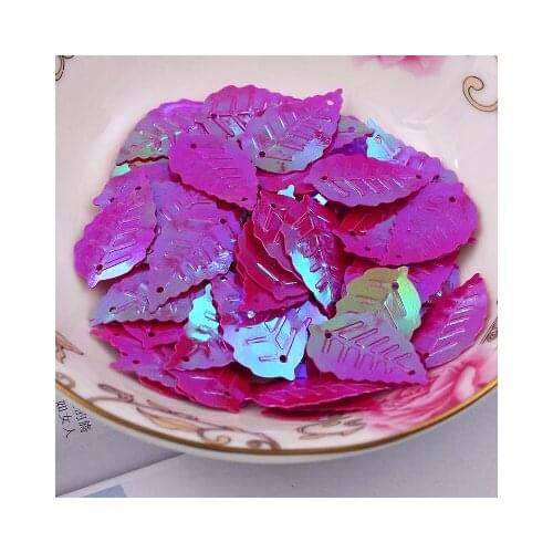 520pcs Leaf Sequins 13*24mm PVC Sewing DIY Garment Accessory Leaves With 2 Holes Rose Red AB Confetti Spangles