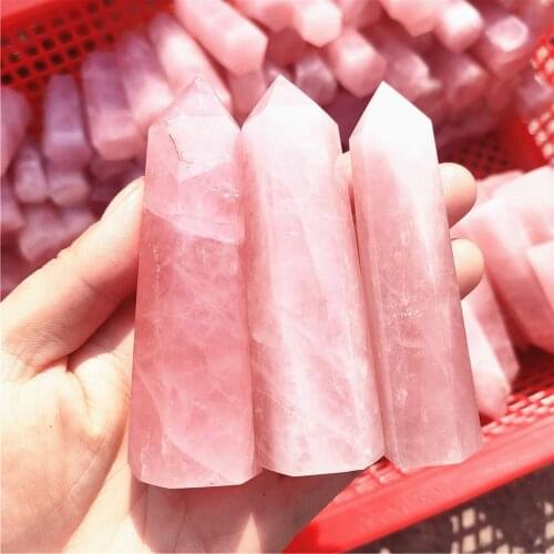 6-10cm Wholesale price crystal towers 100% Natural Rock pink ROSE Quartz Crystal Point Healing