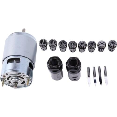 775 DC Motor 12-36V Ball Bearing Spindle Motor with ER11 Extension Rod Carving Knife for CNC Router Machine 1610/ 2417