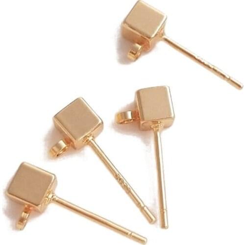 8PCS 925 Silver Needle Ear Studs Diy Earrings Supplies 14k Gold Plated for Jewelry Findings DIY Hand Made Copper Accessories