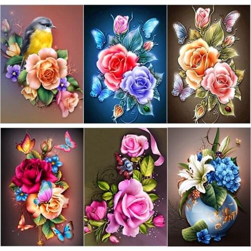 New 5D DIY Diamond Painting Full Square Round Drill Fresh Flowers Diamond Embroidery Cross Stitch Crafts Home Decor Manual Gift
