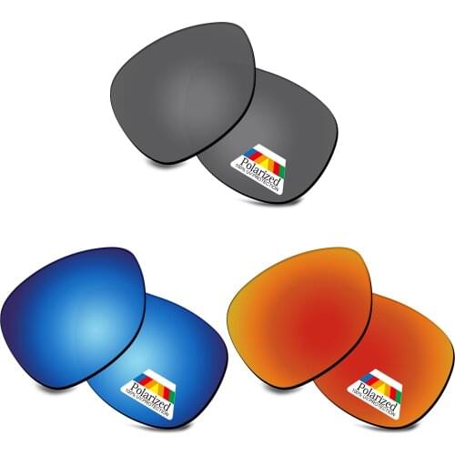 Bwake 3 Pairs Black & Blue & Fire Red Polarized Replacement Lenses for-Oakley Crosshair New 2012 OO4060 Sunglasses Frame