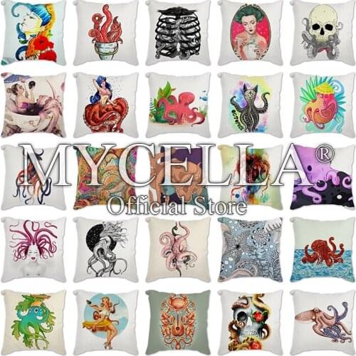 45*45cm Cartoon octopus skull Cushion Cover Nordic Style Home Decoration Throw Pillow For Sofa Bed Car Pillow Case cushion