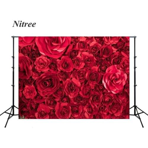 Red Rose Backdrop 3d Flower Floral Photography Background Wedding Party Decor Banner Bridal Shower Photo Studio Dessert Table